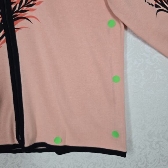 VTG Bob Mackie Wearable Art Cardigan Jacket sz XL Peach Black Zip Up Artsy READ - Picture 2 of 14